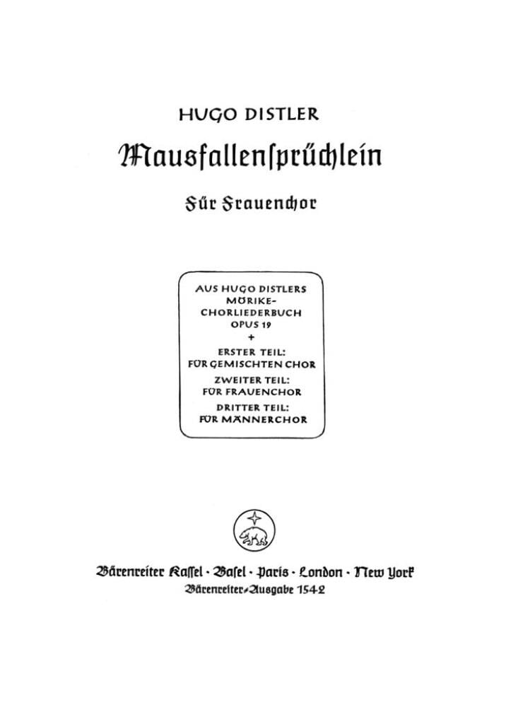 Mausfallenspruchlein (Kleine Gaeste, kleines Haus)